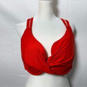 Time and Tru Twist-Front Bikini Top – Size 2X (20W–22W) – Red